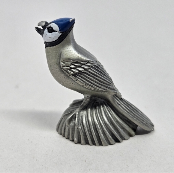 Gateway Vintage Pewter Blue Jay Figurine Small Collectible Vintage Painted Face - Picture 3 of 9